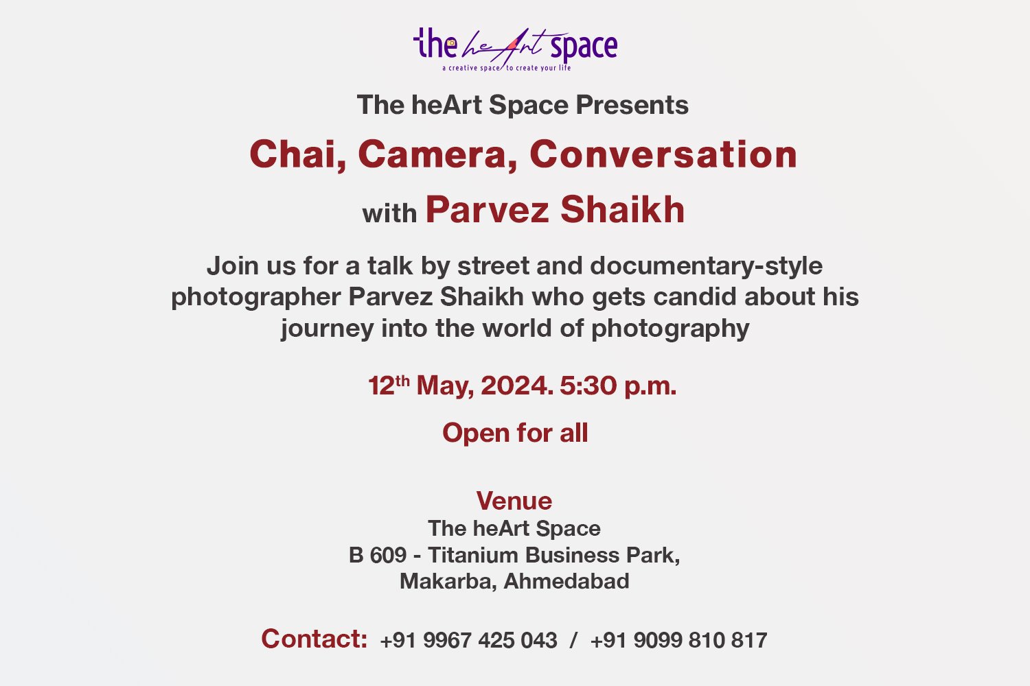 Chai, Camera, Conversation - A photography talk by Parvez Shaikh